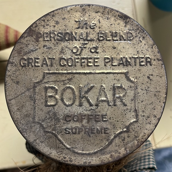 Antique primitive bokar coffee supreme decorative can - Picture 2 of 4